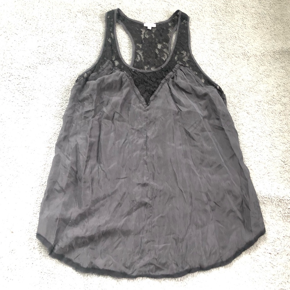 euc Aritzia Wilfred black lace silk tank top blouse M medium